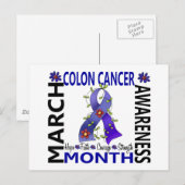 Colon Cancer Awareness Month Flower Ribbon 4 Briefkaart (Voorkant / Achterkant)