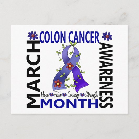Colon Cancer Awareness Month Flower Ribbon 4 Briefkaart (Voorkant)