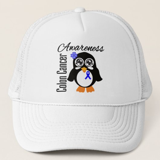 Colon Cancer Awareness Penguin Trucker Pet (Voorkant)