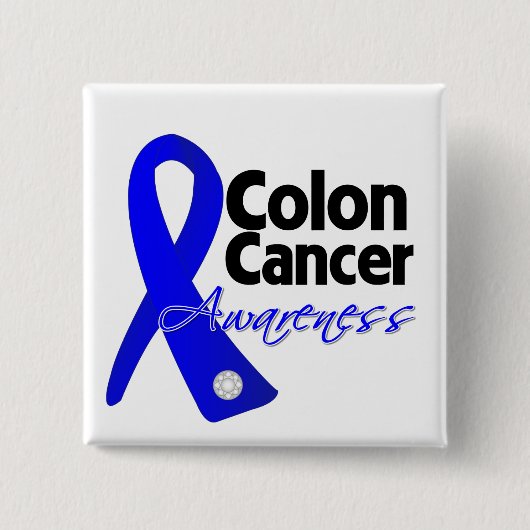Colon Cancer Awareness Rib Vierkante Button 5,1 Cm (Voorkant)