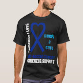 Colon Cancer Awareness Support Cure Blue Ribbon T-shirt (Voorkant)