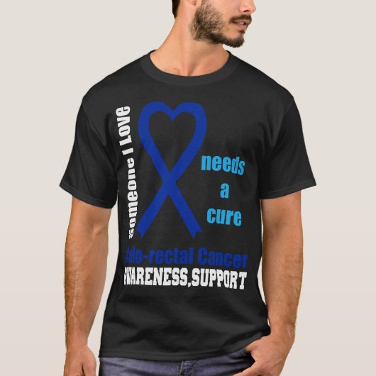 Colon Cancer Awareness Support Cure Blue Ribbon T-shirt (Voorkant)