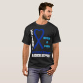 Colon Cancer Awareness Support Cure Blue Ribbon T-shirt (Voorkant volledig)