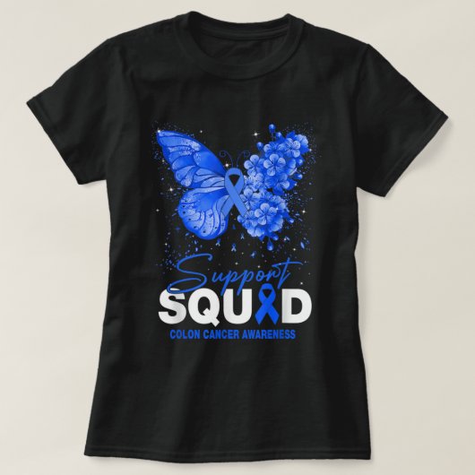 Colon Cancer Awareness Support Squad Butterfly T-shirt (Design voorkant)