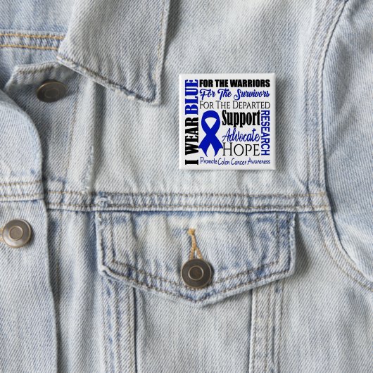 Colon Cancer Awareness Vierkante Button 5,1 Cm (In situ)