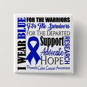 Colon Cancer Awareness Vierkante Button 5,1 Cm
