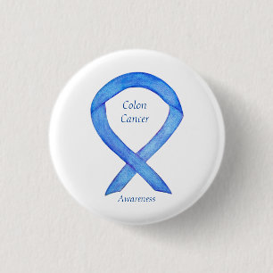 Colon Cancer Blue Awareness Ribbon Custom Art Pin Ronde Button 3,2 Cm