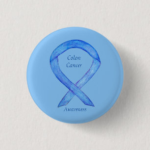 Colon Cancer Blue Awareness Ribbon Custom Art Pin Ronde Button 3,2 Cm