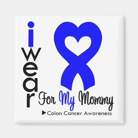 Colon Cancer Blue Heart Ribbon voor mijn moeder Magneet (Voorkant)
