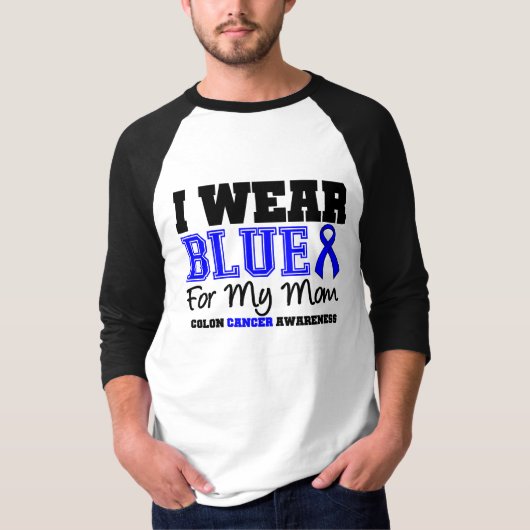 Colon Cancer Blue Ribbon voor mijn moeder (Sporty) T-shirt (Voorkant)