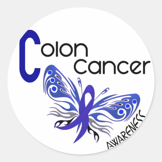 Colon Cancer BUTTERFLY 3 Ronde Sticker (Voorkant)