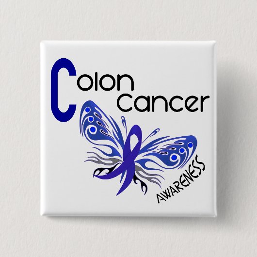Colon Cancer BUTTERFLY 3 Vierkante Button 5,1 Cm (Voorkant)