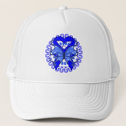 Colon Cancer Butterfly Circle of Ribbons Trucker Pet (Voorkant)