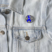 Colon Cancer Damask Blue Ribbon Ronde Button 3,2 Cm (In situ)