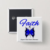 Colon Cancer Faith Butterfly Vierkante Button 5,1 Cm (Voorkant /achterkant)