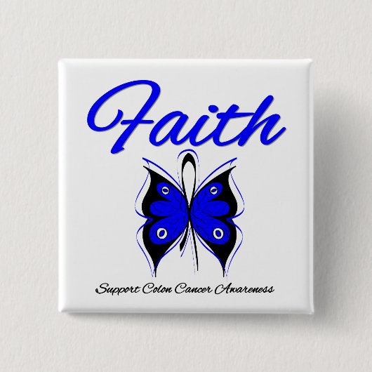 Colon Cancer Faith Butterfly Vierkante Button 5,1 Cm (Voorkant)