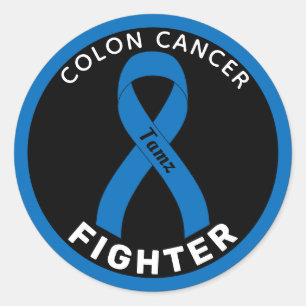 Colon Cancer Fighter Ribbon Black Round Sticker