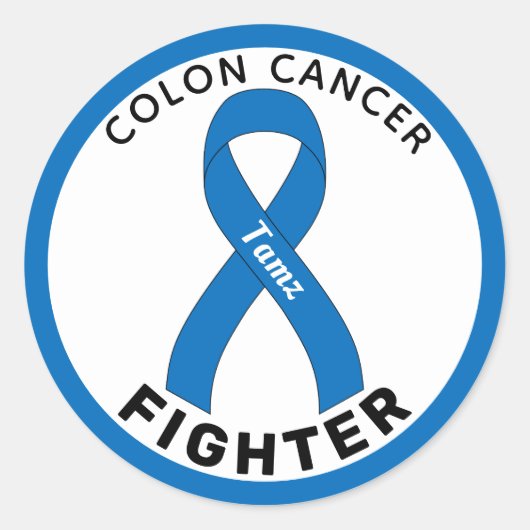 Colon Cancer Fighter Ribbon White Round Sticker (Voorkant)