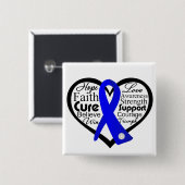 Colon Cancer Heart Ribbon Collage Vierkante Button 5,1 Cm (Voorkant /achterkant)