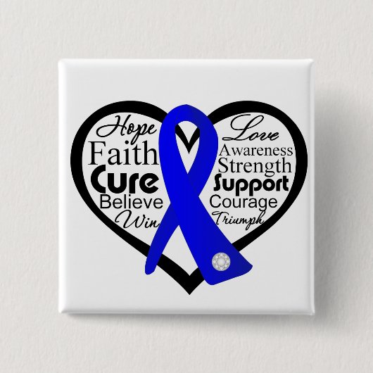 Colon Cancer Heart Ribbon Collage Vierkante Button 5,1 Cm (Voorkant)