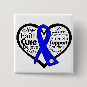 Colon Cancer Heart Ribbon Collage Vierkante Button 5,1 Cm