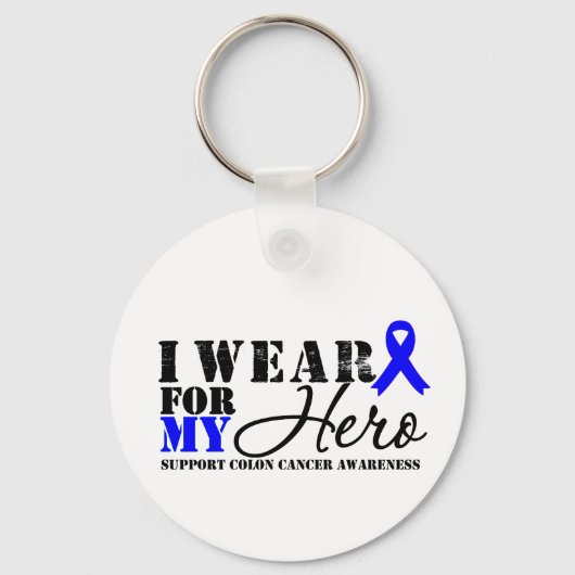 Colon Cancer Hero Blue Ribbon Sleutelhanger (Voorkant)