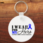 Colon Cancer Hero Blue Ribbon Sleutelhanger (Voorkant)