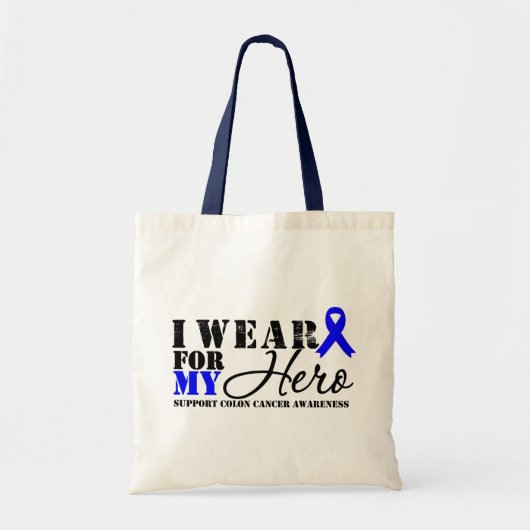 Colon Cancer Hero Blue Ribbon Tote Bag (Voorkant)