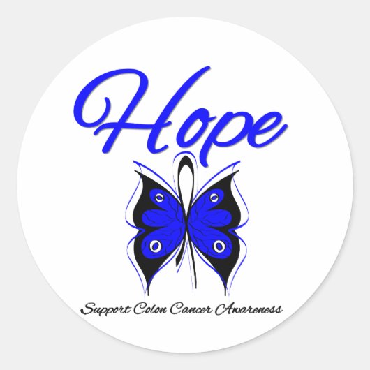 Colon Cancer Hope Butterfly Ronde Sticker (Voorkant)