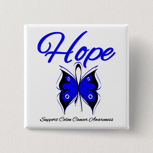 Colon Cancer Hope Butterfly Vierkante Button 5,1 Cm (Voorkant)