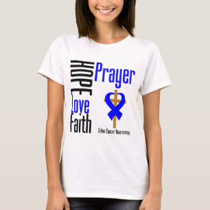 Colon Cancer Hope Love Faith Prayer Cross T-shirt