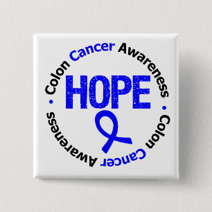 Colon Cancer Hope Vierkante Button 5,1 Cm