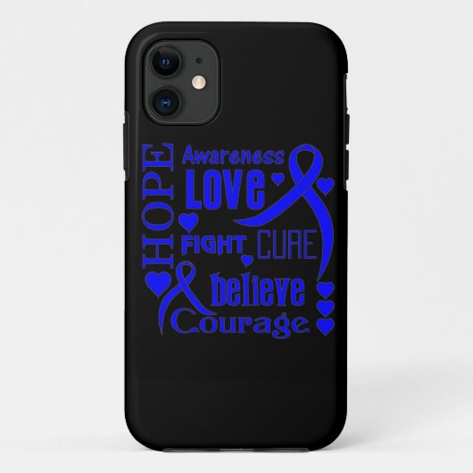 Colon Cancer Hope Words Collage Case-Mate iPhone Case (Achterkant)