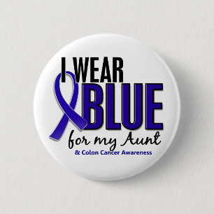 Colon Cancer I Draag blauw voor mijn tante 10 Ronde Button 5,7 Cm