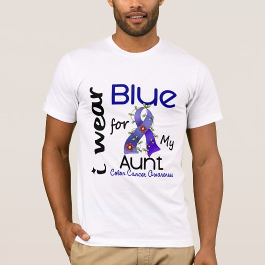 Colon Cancer I Draag blauw voor mijn tante 43 T-shirt (Voorkant)