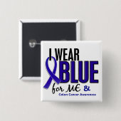Colon Cancer I Draag Blue for Me 10 Vierkante Button 5,1 Cm (Voorkant /achterkant)