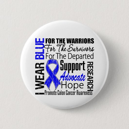 Colon Cancer I Draag Blue Ribbon TRIBUTE Ronde Button 5,7 Cm (Voorkant)