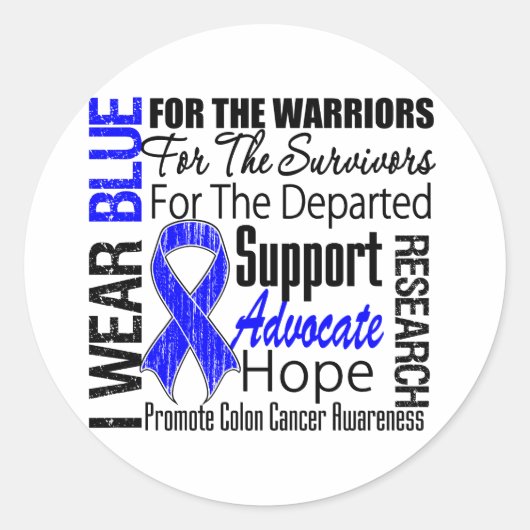 Colon Cancer I Draag Blue Ribbon TRIBUTE Ronde Sticker (Voorkant)