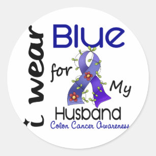 Colon Cancer I Draag Blue voor mijn man 43 Ronde Sticker