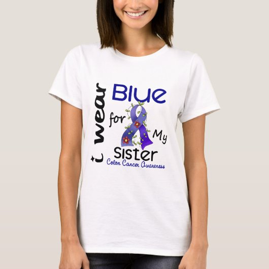 Colon Cancer I Draag Blue voor mijn zuster 43 T-shirt (Voorkant)