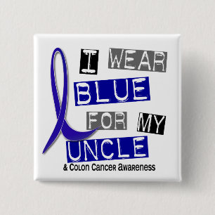Colon Cancer Ik Draag blauw voor mijn oom 37 Vierkante Button 5,1 Cm