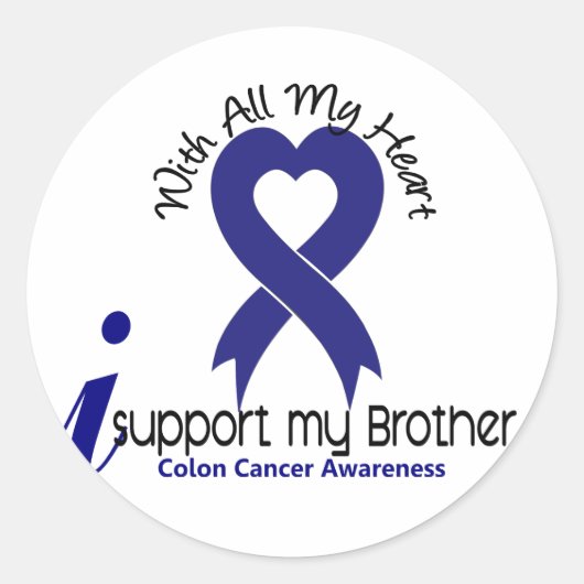 Colon Cancer Ik steun mijn broer Ronde Sticker (Voorkant)