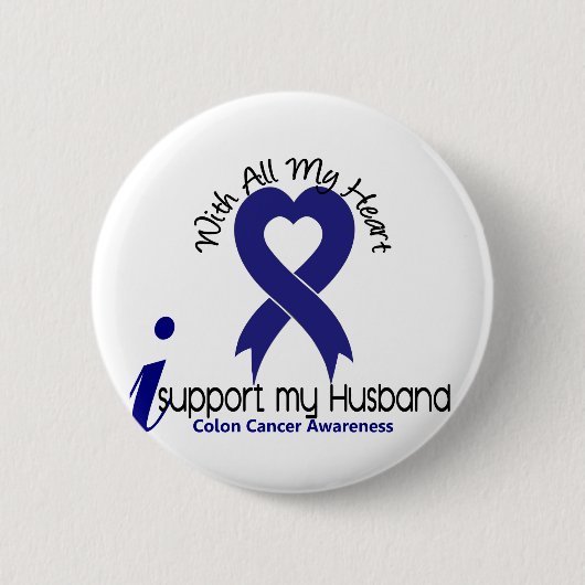 Colon Cancer Ik steun mijn man Ronde Button 5,7 Cm (Voorkant)