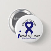 Colon Cancer Ik steun mijn man Ronde Button 5,7 Cm (Voorkant /achterkant)