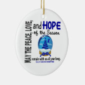 Colon Cancer Kerstmis 3 SneeuwWereldbol Ornamenten (Rechts)