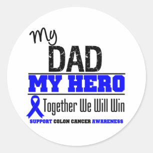 Colon Cancer Mijn vader Mijn Hero Ronde Sticker