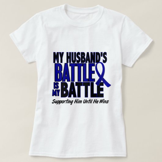 Colon Cancer MY BATTLE TE 1 Husband T-shirt (Design voorkant)