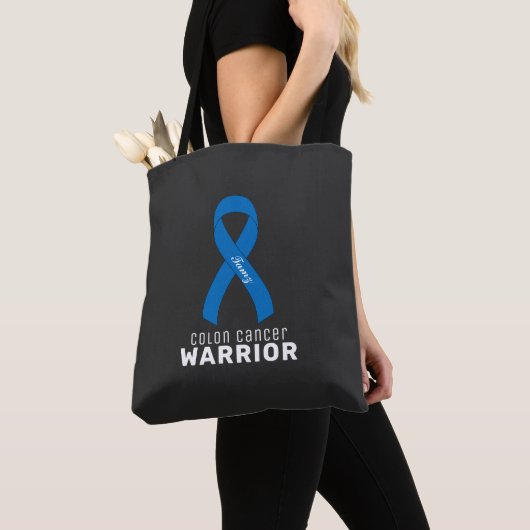 Colon Cancer Ribbon Black Canvas tas (Dichtbij)