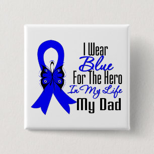 Colon Cancer Ribbon Hero Mijn vader Vierkante Button 5,1 Cm