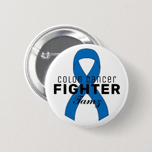 Colon Cancer Ribbon White Button (Voorkant /achterkant)